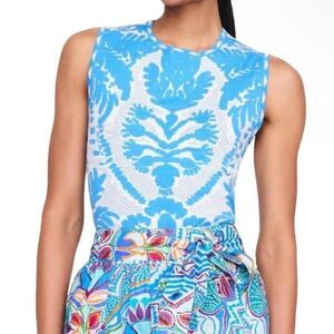 MARIE OLIVER | NEW Melba Cayman Blue Patterned Sleeveless Top Women’s Size Large